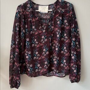 Floral Long Sleeve Blouse Flowy Boho